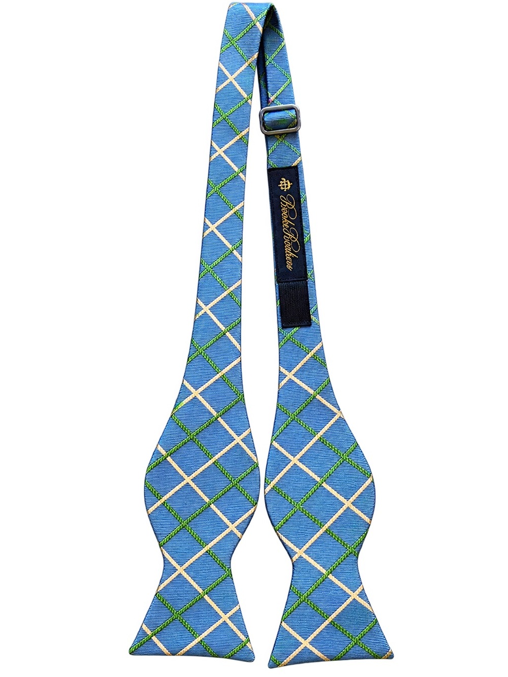 Brooks Brothers Blue and Green Plaid Self-Tie Bow Tie